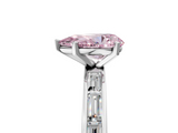 White gold Fancy Pink Pear  Solitaire Diamond Ring with Channel-Set Baguette Band and Four-Prong Setting_123