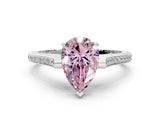 White gold Fancy Pink Pear  Solitaire Diamond Ring with Channel Set Band and Bezel Prong Setting_80