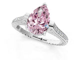 White gold Fancy Pink Pear  Solitaire Diamond Ring with Channel Set Band and Bezel Prong Setting_81