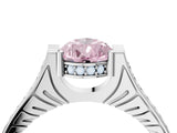 White gold Fancy Pink Pear  Solitaire Diamond Ring with Channel Set Band and Bezel Prong Setting_84
