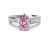 White gold Fancy Pink Pear  Solitaire Diamond Ring with Channel-Set Band and Four-Prong Setting_3