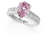 White gold Fancy Pink Pear  Solitaire Diamond Ring with Channel-Set Band and Four-Prong Setting_4