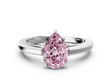 White gold Fancy Pink Pear  Solitaire Diamond Ring with Four-Prong Setting and Classic Band_3