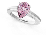 White gold Fancy Pink Pear  Solitaire Diamond Ring with Four-Prong Setting and Classic Band_4