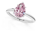 White gold Fancy Pink Pear  Solitaire Diamond Ring with Four-Prong Setting on a Plain Band_33