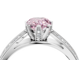 White gold Fancy Pink Pear  Solitaire Diamond Ring with Milgrain Pavé Band and Four-Prong Setting_24