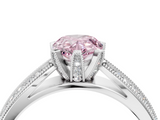 White gold Fancy Pink Pear  Solitaire Diamond Ring with Milgrain Pavé Band and Four-Prong Setting_30