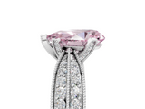 White gold Fancy Pink Pear  Solitaire Diamond Ring with Milgrain Pavé Band and Four-Prong Setting_36