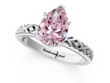 White gold Fancy Pink Pear  Solitaire Diamond Ring with Milgrain and Black Enamel X Pattern Band_155