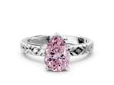 White gold Fancy Pink Pear  Solitaire Diamond Ring with Milgrain and Black Enamel X Pattern Band_155