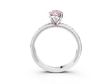 White gold Fancy Pink Pear  Solitaire Diamond Ring with Milgrain and Black Enamel X Pattern Band_157