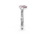 White gold Fancy Pink Pear  Solitaire Diamond Ring with Milgrain and Black Enamel X Pattern Band_157