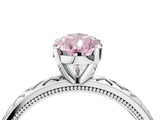 White gold Fancy Pink Pear  Solitaire Diamond Ring with Milgrain and Black Enamel X Pattern Band_158