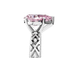White gold Fancy Pink Pear  Solitaire Diamond Ring with Milgrain and Black Enamel X Pattern Band_159