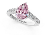 White gold Fancy Pink Pear  Solitaire Diamond Ring with Pavé Band and Four-Prong Setting_47