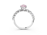 White gold Fancy Pink Pear  Solitaire Diamond Ring with Pave Band and Four-Prong Setting_248