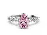 White gold Fancy Pink Pear  Solitaire Diamond Ring with Pave Band and Four-Prong Setting_252