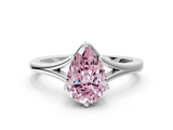White gold Fancy Pink Pear  Solitaire Diamond Ring with Six-Prong Setting and Tapered Band_17