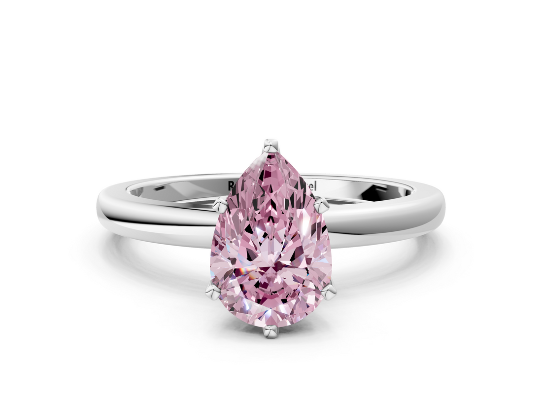 White gold Fancy Pink Pear  Solitaire Diamond Ring with Six-Prong Setting on a Classic Band_3