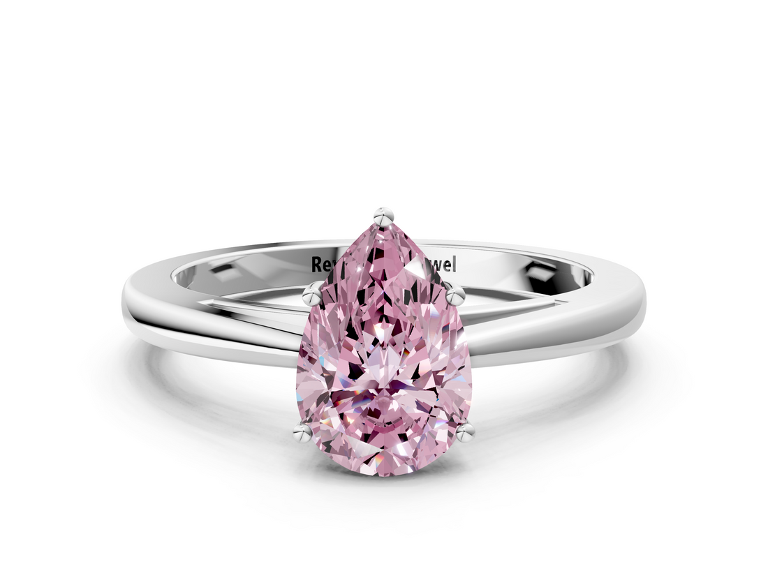White gold Fancy Pink Pear  Solitaire Diamond Ring with Split Shank and Four-Prong Setting_20