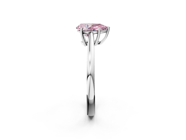Platinum Fancy Pink Pear  Solitaire Diamond Ring with Split Shank and Four-Prong Setting