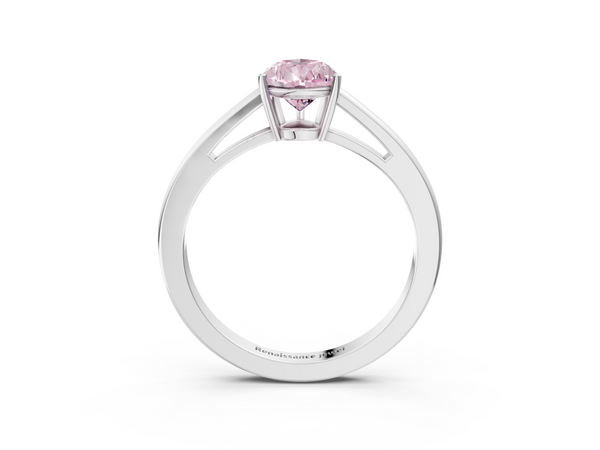 Platinum Fancy Pink Pear  Solitaire Diamond Ring with Split Shank and Four-Prong Setting