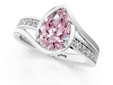 White gold Fancy Pink Pear  Solitaire Diamond Ring with Split Shank and Prong Setting_42