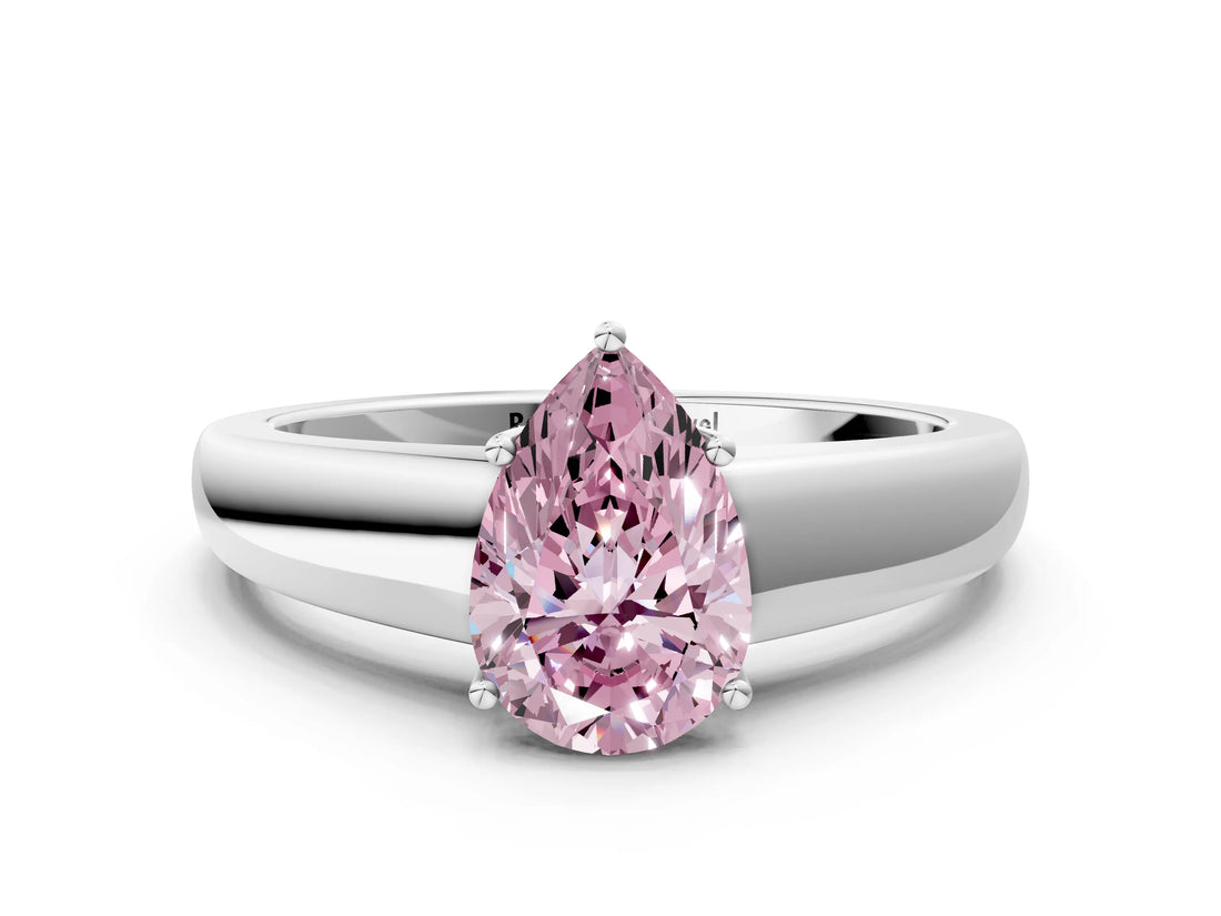 White gold Fancy Pink Pear  Solitaire Diamond Ring with Tapered Band and Four-Prong Setting_49