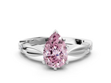 White gold Fancy Pink Pear  Solitaire Diamond Twisted Band with Four-Prong Setting_59