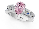 White gold Fancy Pink Pear  Solitaire Diamond with Pave and Channel Set Band_92
