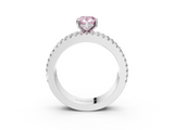 White gold Fancy Pink Pear  Solitaire Diamond with Pave and Channel Set Band_94