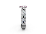 White gold Fancy Pink Pear  Solitaire Diamond with Pave and Channel Set Band_96