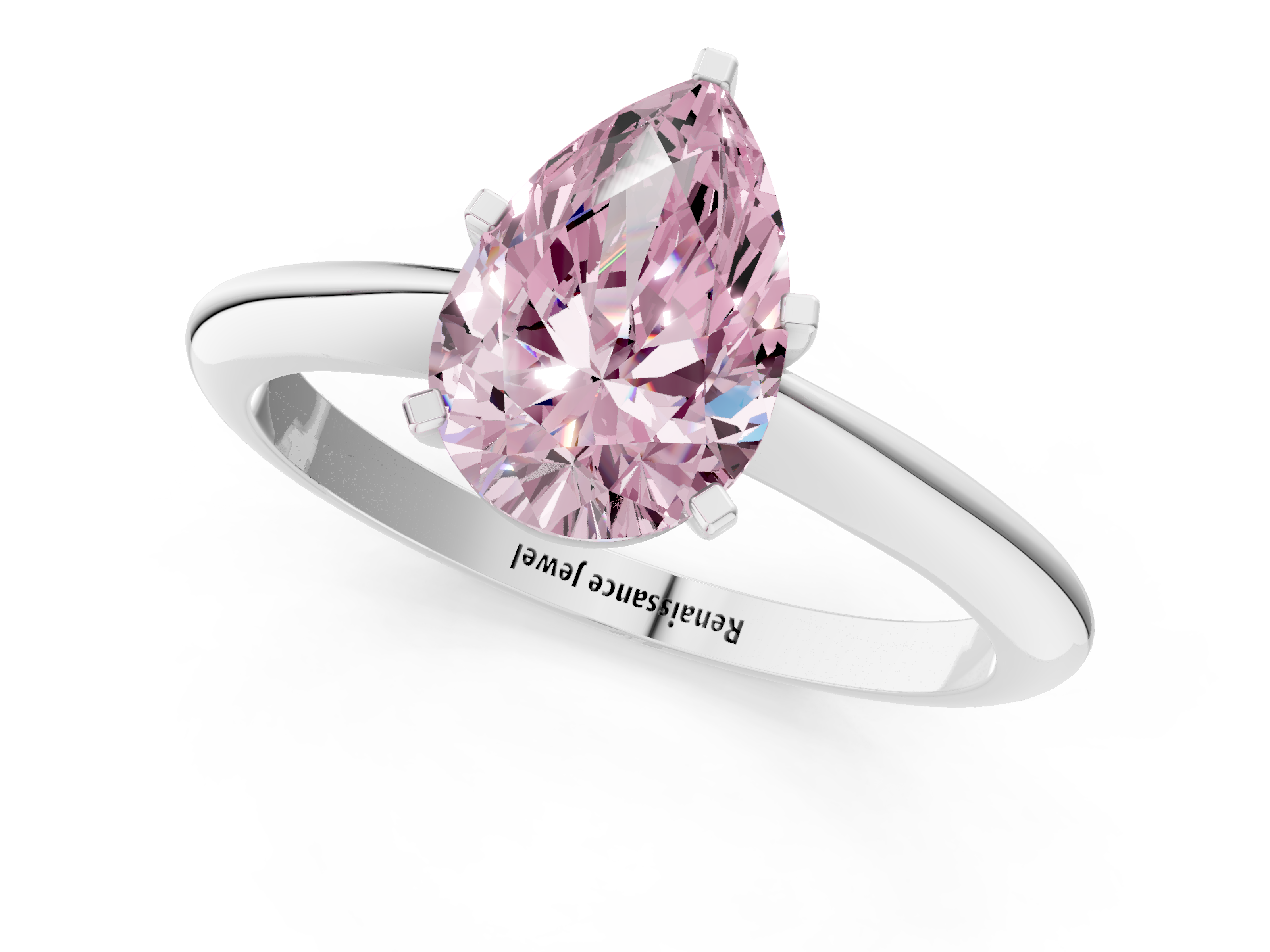 White gold Fancy Pink Pear  Solitaire Engagement Ring with Classic Band and Four-Prong Setting_71