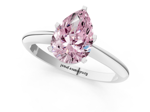 White gold Fancy Pink Pear  Solitaire Engagement Ring with Classic Band and Four-Prong Setting_71