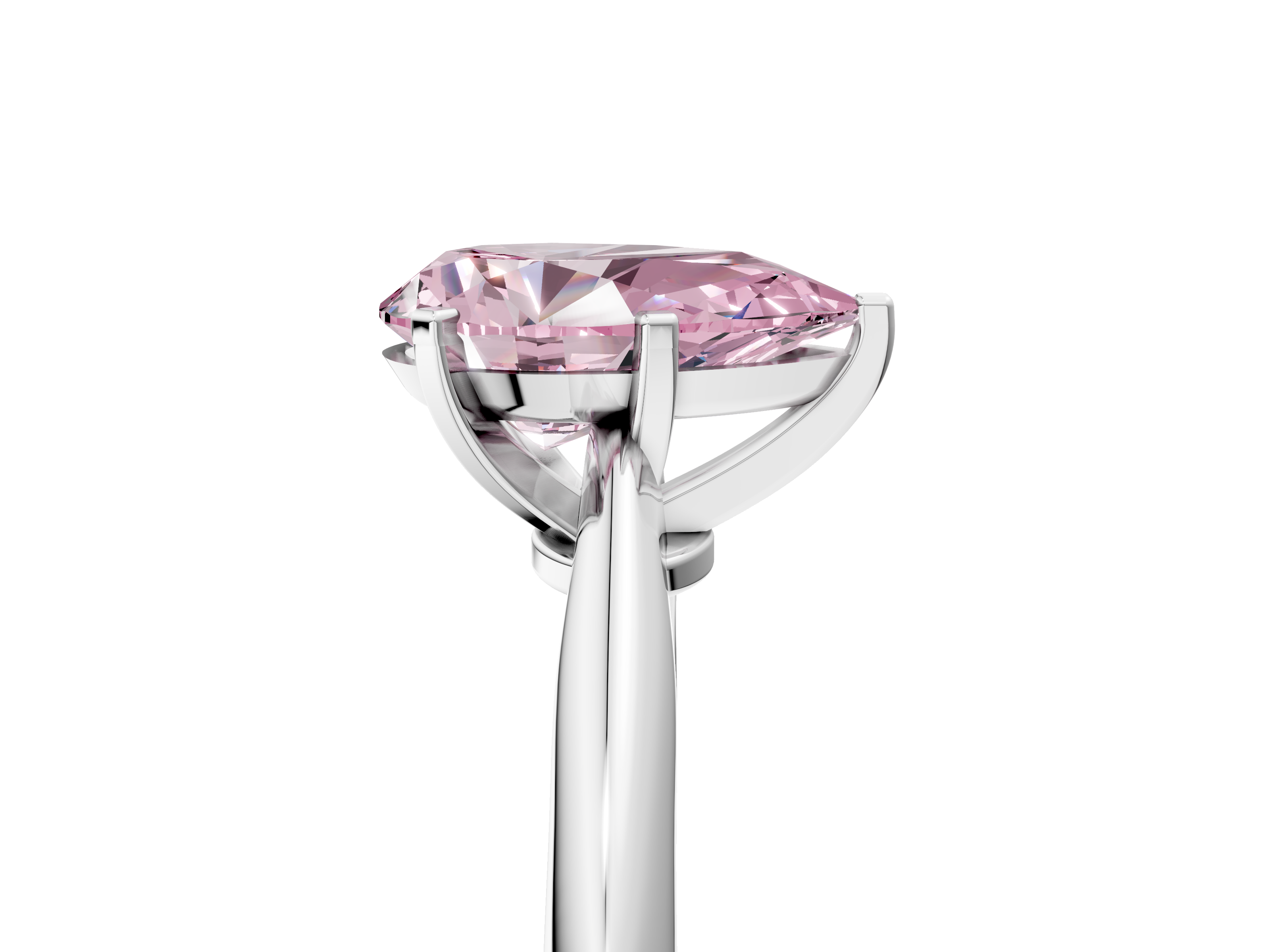 White gold Fancy Pink Pear  Solitaire Engagement Ring with Classic Band and Four-Prong Setting_75