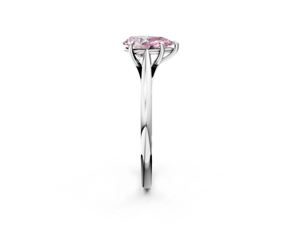 White gold Fancy Pink Pear  Solitaire Engagement Ring with Four-Prong Setting and Classic Band