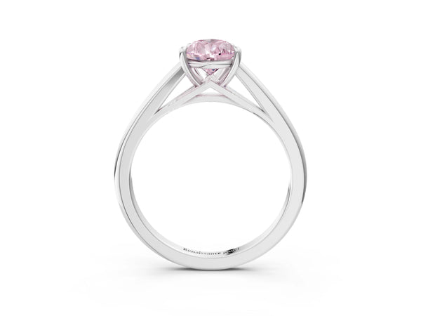 White gold Fancy Pink Pear  Solitaire Engagement Ring with Four-Prong Setting and Classic Band