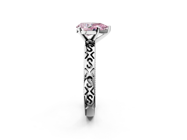 Platinum Fancy Pink Pear  Solitaire Engagement Ring with Scrollwork Band and Four-Prong Setting