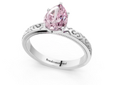 White gold Fancy Pink Pear  Solitaire Engagement Ring with Scrollwork Band and Four-Prong Setting_116