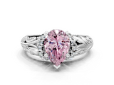 White gold Fancy Pink Pear  Solitaire Filigree Engagement Ring with Halo and Prong Setting_68