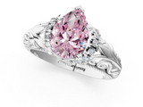 White gold Fancy Pink Pear  Solitaire Filigree Engagement Ring with Halo and Prong Setting_69