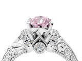 White gold Fancy Pink Pear  Solitaire Filigree Engagement Ring with Halo and Prong Setting_72