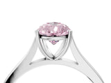 White gold Fancy Pink Pear  Solitaire Heart Prong Engagement Ring with Tapered Band_59