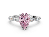 White gold Fancy Pink Pear  Solitaire Marquise Side Stone Prong Setting Ring_42