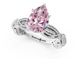 White gold Fancy Pink Pear  Solitaire Milgrain Diamond Engagement Ring with Bezel and Marquise Band_132