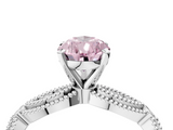 White gold Fancy Pink Pear  Solitaire Milgrain Diamond Engagement Ring with Bezel and Marquise Band_135