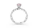 White gold Fancy Pink Pear  Solitaire Milgrain Diamond Engagement Ring with Bezel and Marquise Band_142