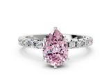 White gold Fancy Pink Pear  Solitaire Pavé Band with Four-Prong Setting_133
