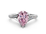 White gold Fancy Pink Pear  Solitaire Pavé Band with Four-Prong Setting_59