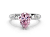 White gold Fancy Pink Pear  Solitaire Pavé Diamond Engagement Ring with Four-Prong Setting_139